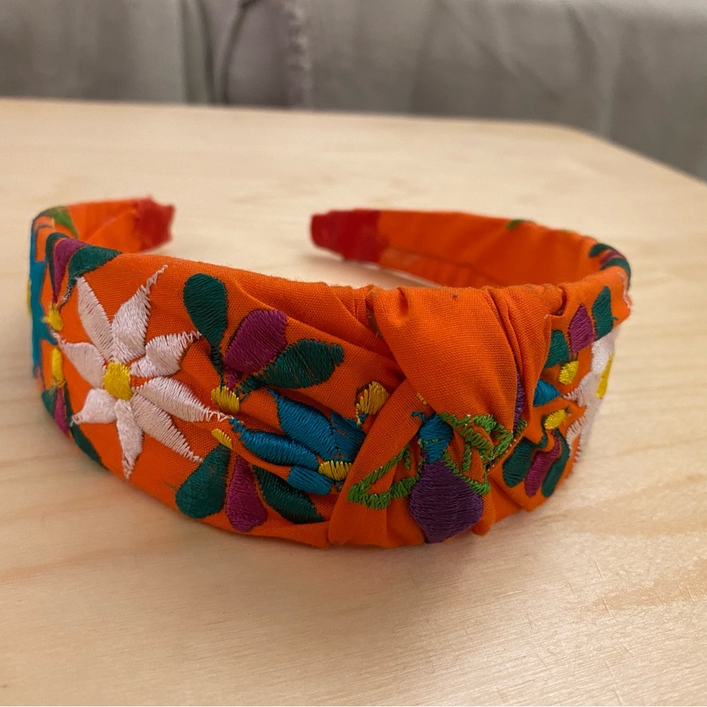 Colorful flower embroidered headband